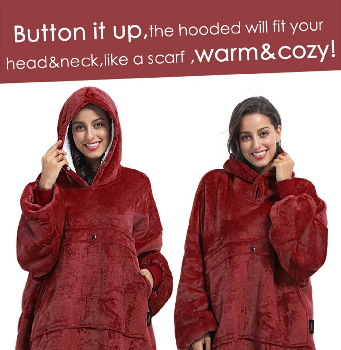Dark Color Sherpa Oversized Hoodie Blanket