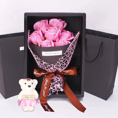 HOMEBLOOM – 7 Heads Rose Artificial Bouquet Flower for Valentine’s Day and Interior Decor