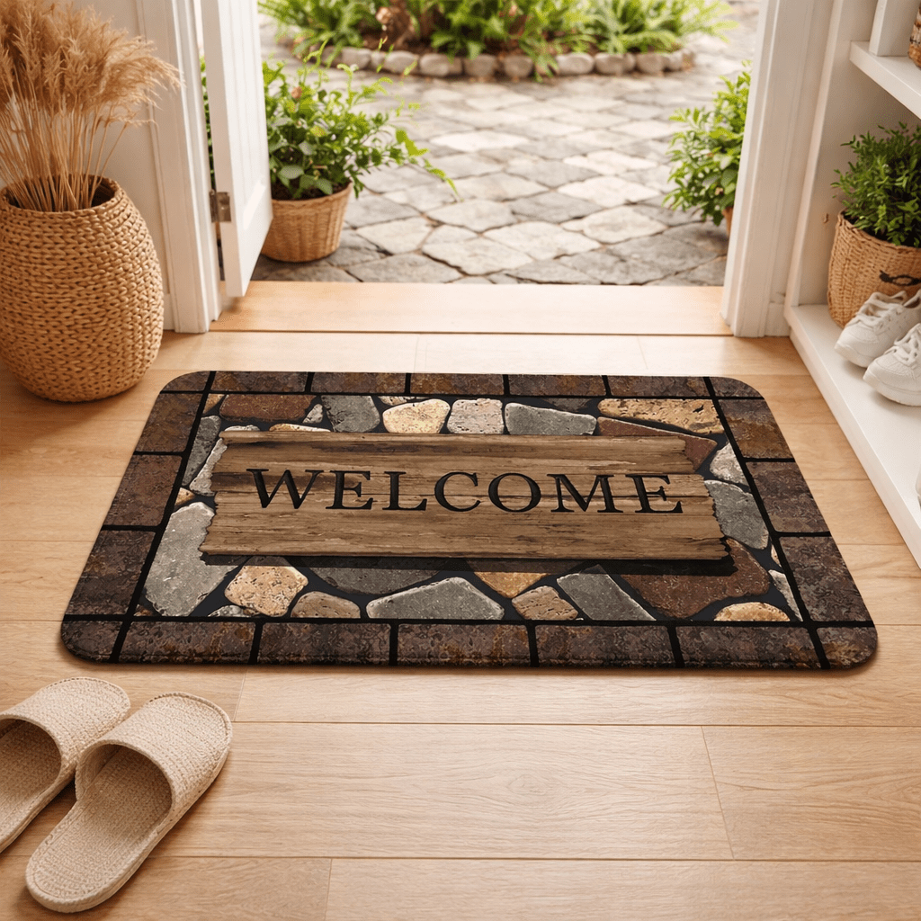 HOMEGREET – Floral & Letter Anti-Slip Door Mat