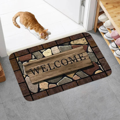 HOMEGREET – Floral & Letter Anti-Slip Door Mat