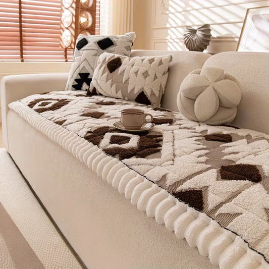 HOMÉVA – Plush Winter Quilted Sofa Slipcover with Anti-Slip Grip