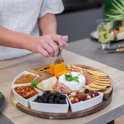 HOSTORIA – Acacia Wood Charcuterie Serving Board Set with Bowls and Knives