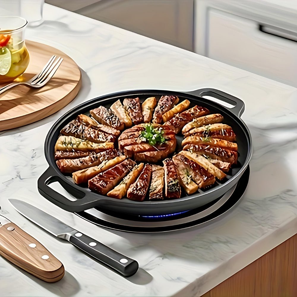 IRONPLATE – Non-Stick Cast Iron Griddle Pan with Dual Carry Handles