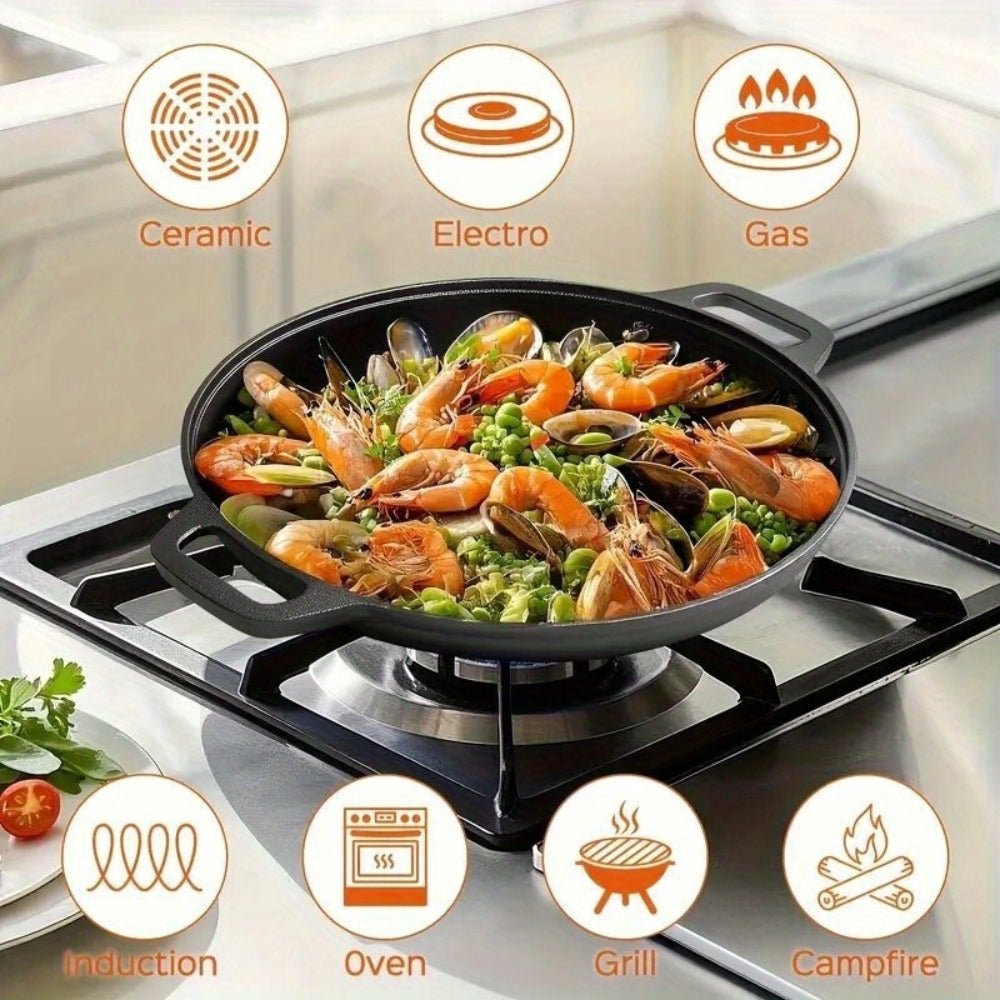 IRONPLATE – Non-Stick Cast Iron Griddle Pan with Dual Carry Handles