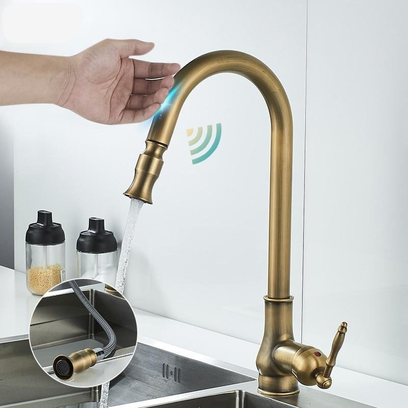 KITCHFLOW – Antique Bronze Pull-Out Kitchen Faucet with Touch Sensor