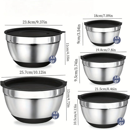 KITCHLY – Stainless Steel Mixing Bowl Set with Airtight Lids