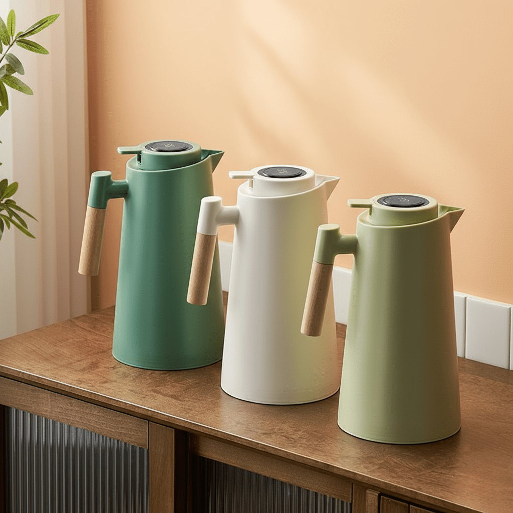 Lattea – Thermal Jug with Temperature Display, Leak-Proof Design & Wooden Handle