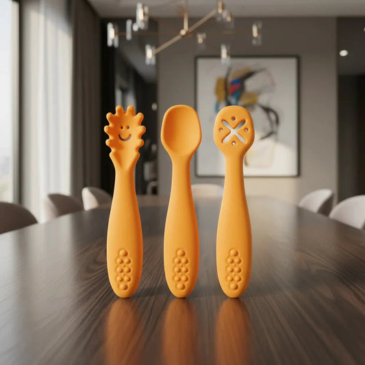 LEARN2EAT – Silicone Utensils Set for Babies & Toddlers (Spoon, Fork & Knife)