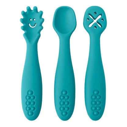 LEARN2EAT – Silicone Utensils Set for Babies & Toddlers (Spoon, Fork & Knife)