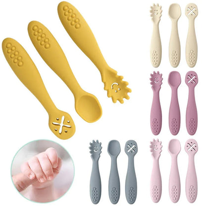 LEARN2EAT – Silicone Utensils Set for Babies & Toddlers (Spoon, Fork & Knife)