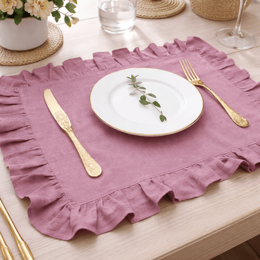 LINENBLOOM – Handcrafted Linen Napkin with Soft Ruffle Edge