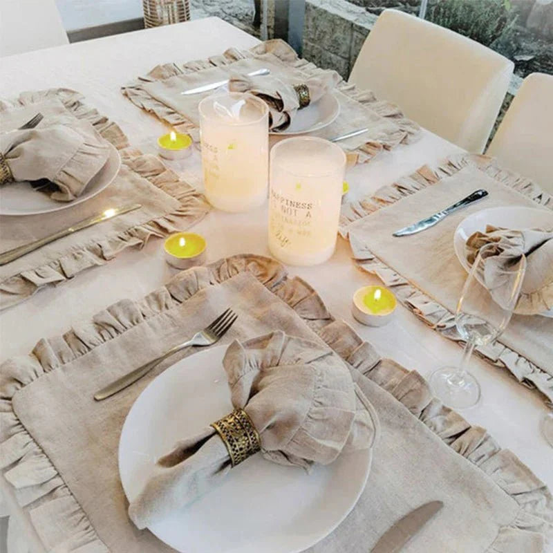 LINENBLOOM – Handcrafted Linen Napkin with Soft Ruffle Edge