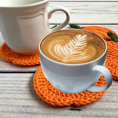 LOOMORA – Handmade Crochet Pumpkin Coasters for Fall Table Decor