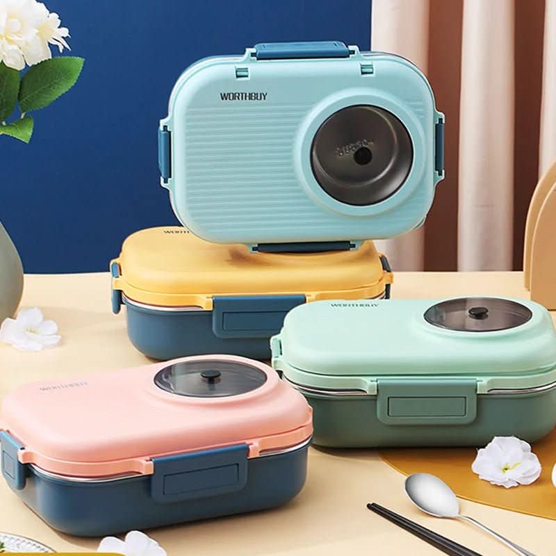LUNCHMATE – Stainless Steel Lunch Box with 3 Compartments for Fresh & Organized Meals