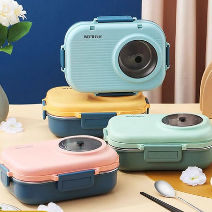LUNCHMATE – Stainless Steel Lunch Box with 3 Compartments for Fresh & Organized Meals