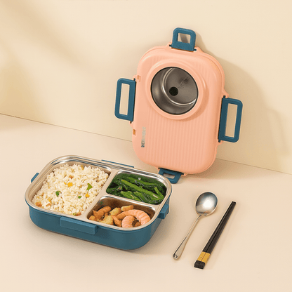 LUNCHMATE – Stainless Steel Lunch Box with 3 Compartments for Fresh & Organized Meals