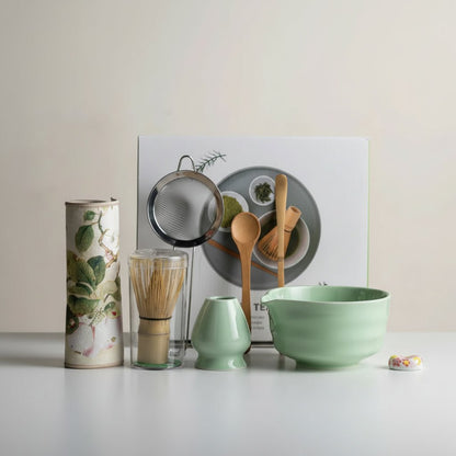 MATCHÉRA – Traditional Matcha Set, 8-Piece Green Tea Kit with Sakura Bowl and Bamboo Whisk