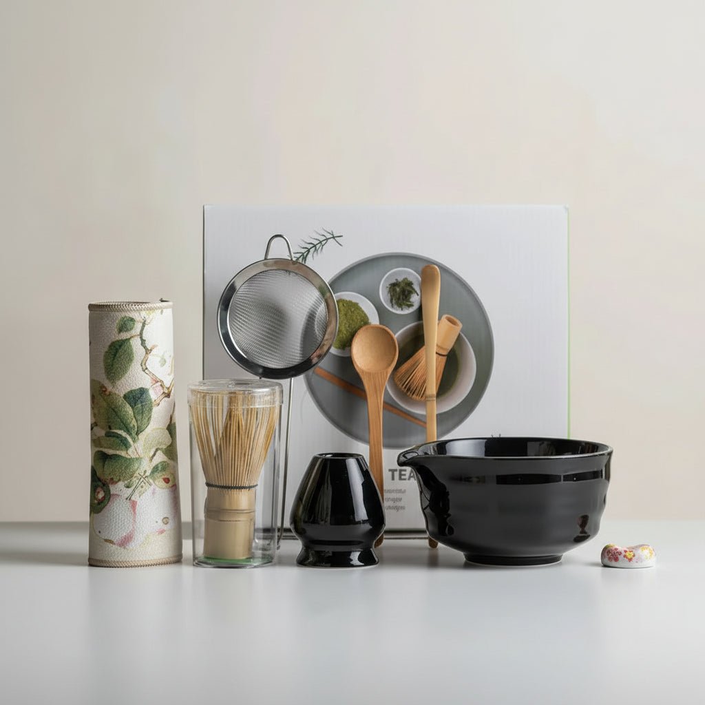 MATCHÉRA – Traditional Matcha Set, 8-Piece Green Tea Kit with Sakura Bowl and Bamboo Whisk
