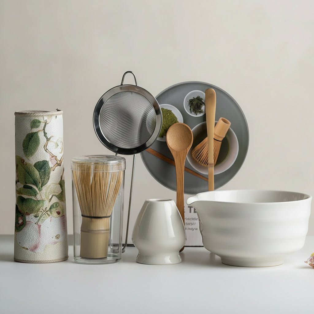 MATCHÉRA – Traditional Matcha Set, 8-Piece Green Tea Kit with Sakura Bowl and Bamboo Whisk