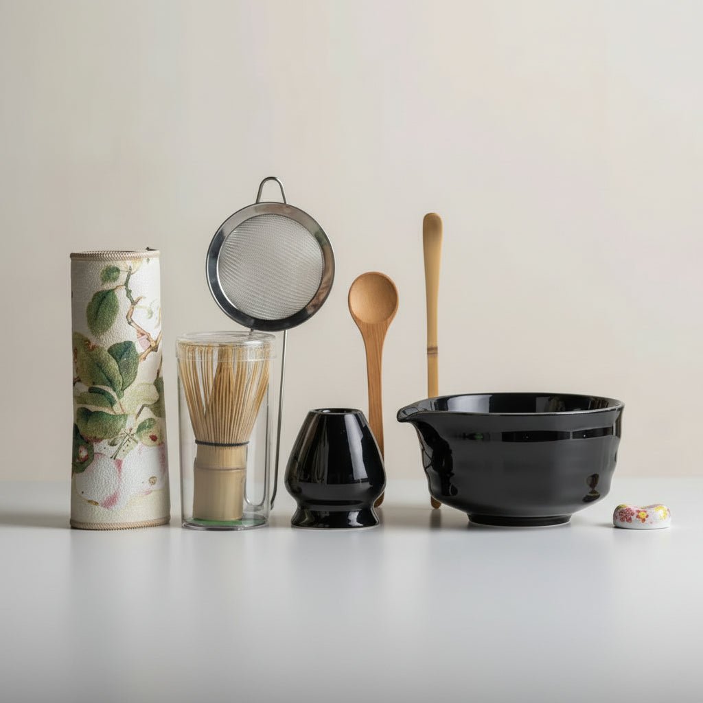 MATCHÉRA – Traditional Matcha Set, 8-Piece Green Tea Kit with Sakura Bowl and Bamboo Whisk
