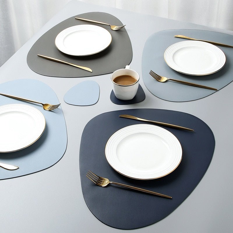 MATELLE – Heat-Resistant PU Leather Placemat & Coaster Set for Elegant Dining