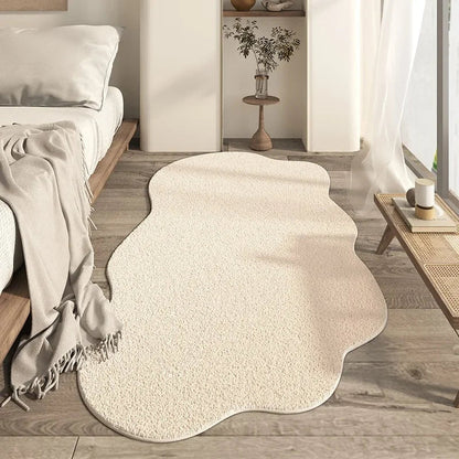 MINIMALIA – Abstract Cream Area Rug with Irregular Edges, Non-Slip Soft Mat