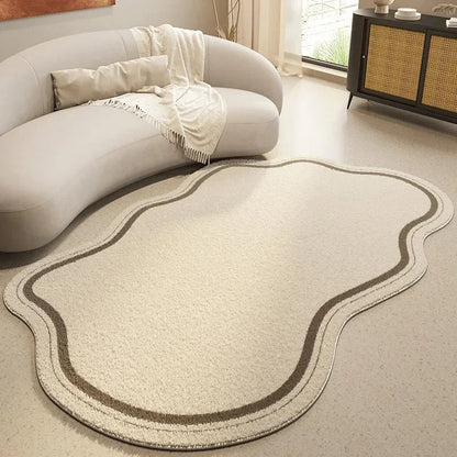 MINIMALIA – Abstract Cream Area Rug with Irregular Edges, Non-Slip Soft Mat