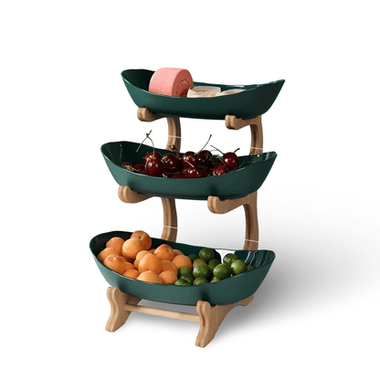 MODUWood – Multi-Tiered Wooden Fruit Bowl for Clean Modern Kitchen Storage
