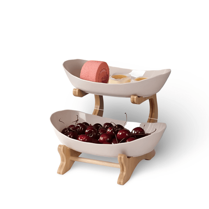 MODUWood – Multi-Tiered Wooden Fruit Bowl for Clean Modern Kitchen Storage