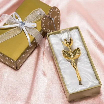 CRYSTIVA – Elegant Crystal Rose Keepsake with Gold or Silver Rod