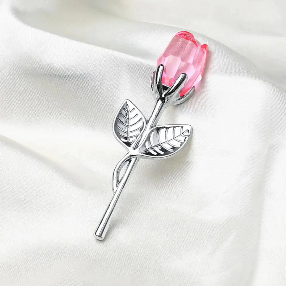 CRYSTIVA – Elegant Crystal Rose Keepsake with Gold or Silver Rod