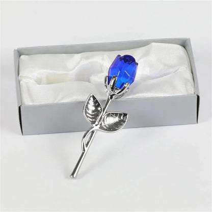CRYSTIVA – Elegant Crystal Rose Keepsake with Gold or Silver Rod