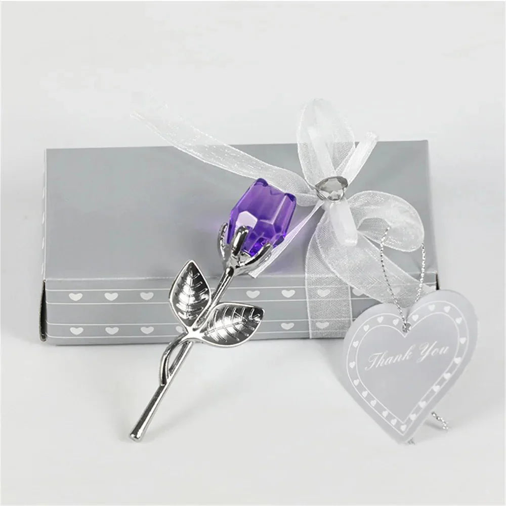 CRYSTIVA – Elegant Crystal Rose Keepsake with Gold or Silver Rod