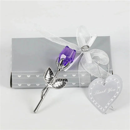 CRYSTIVA – Elegant Crystal Rose Keepsake with Gold or Silver Rod