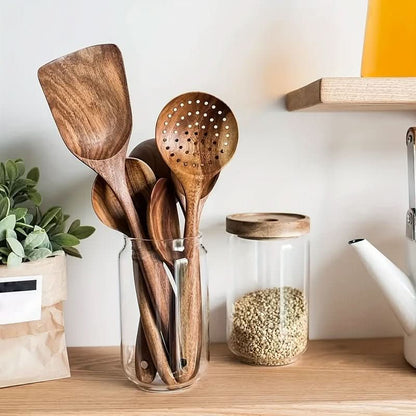 FJORDFLAME SET – Sustainable 5-Piece Teak Wood Kitchen Utensil Set