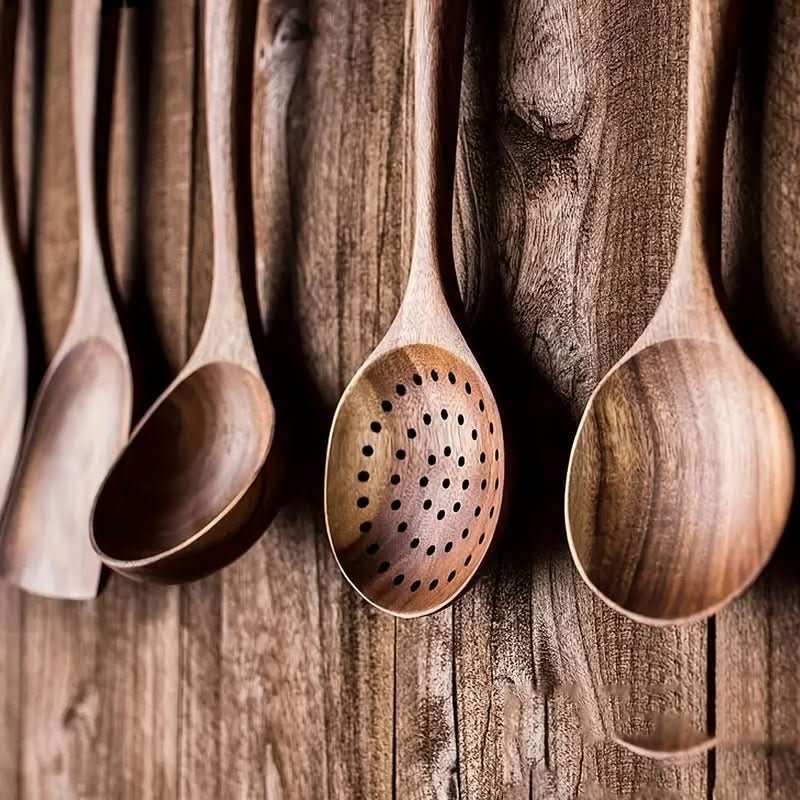 FJORDFLAME SET – Sustainable 5-Piece Teak Wood Kitchen Utensil Set