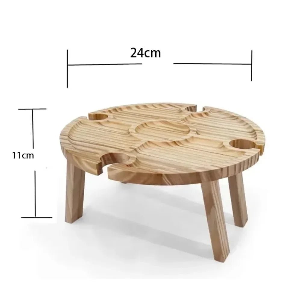 OAKDINER – Portable Wooden Folding Picnic Table with Integrated Wine Holder