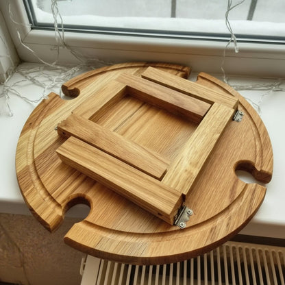 OAKDINER – Portable Wooden Folding Picnic Table with Integrated Wine Holder