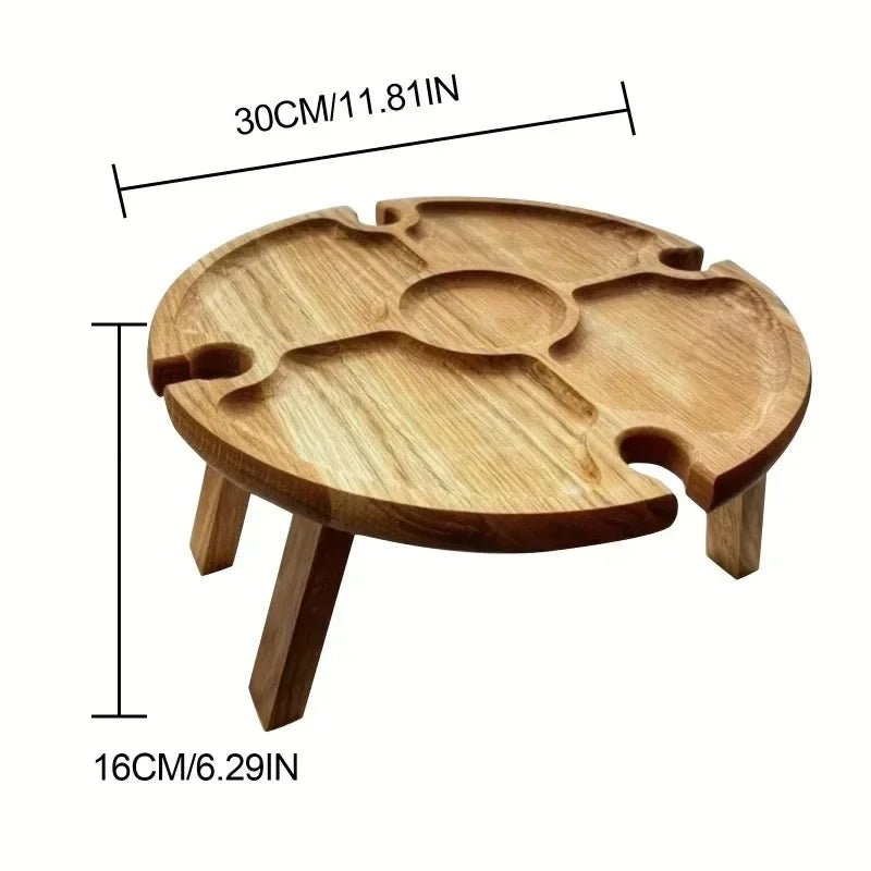 OAKDINER – Portable Wooden Folding Picnic Table with Integrated Wine Holder