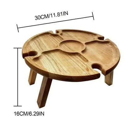 OAKDINER – Portable Wooden Folding Picnic Table with Integrated Wine Holder
