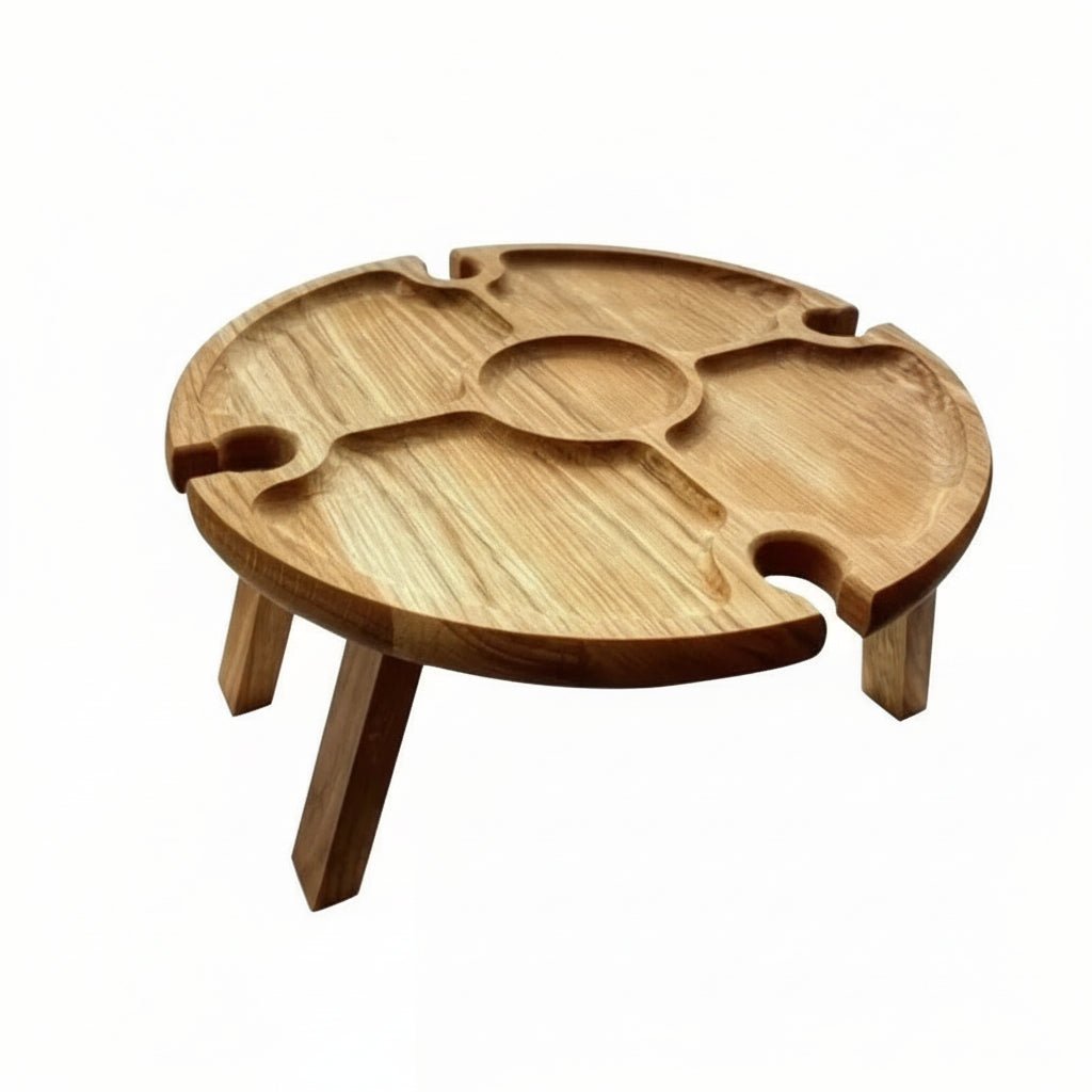 OAKDINER – Portable Wooden Folding Picnic Table with Integrated Wine Holder