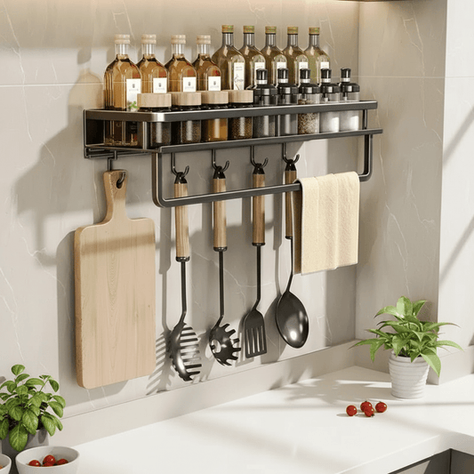 ORGANIX RACK – Wall-Mounted Kitchen Shelf with Utensil Bar