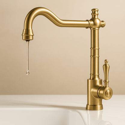 ORNAVIA – Gold Kitchen Faucet with Swiveling Spout & Vintage Design