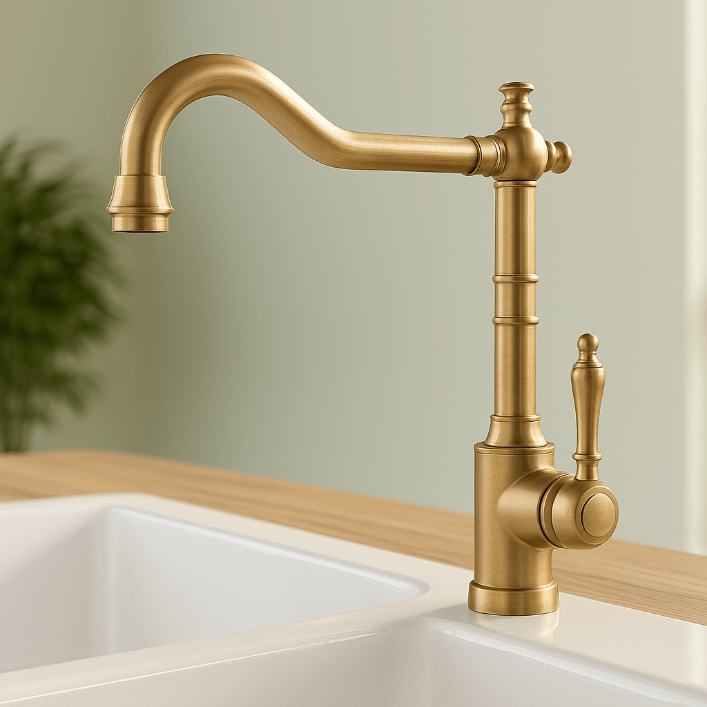 ORNAVIA – Gold Kitchen Faucet with Swiveling Spout & Vintage Design