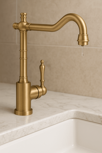 ORNAVIA – Gold Kitchen Faucet with Swiveling Spout & Vintage Design