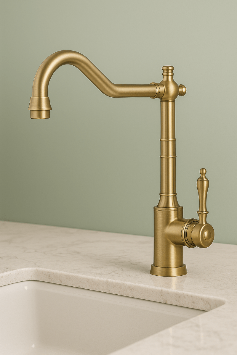ORNAVIA – Gold Kitchen Faucet with Swiveling Spout & Vintage Design