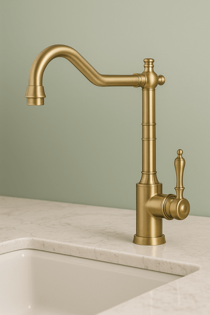 ORNAVIA – Gold Kitchen Faucet with Swiveling Spout & Vintage Design