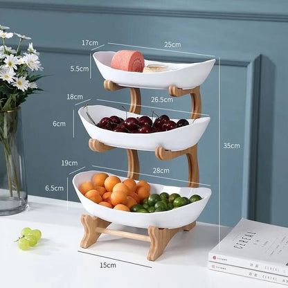 Ovaluxe Tiered Fruit Bowl | Elegant 2-Tier and 3-Tier kitchen organizer for fruit and snacks