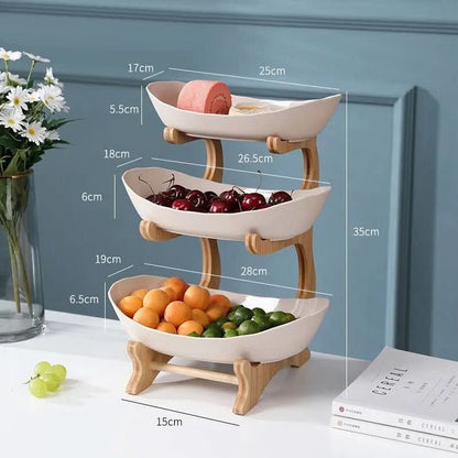Ovaluxe Tiered Fruit Bowl | Elegant 2-Tier and 3-Tier kitchen organizer for fruit and snacks
