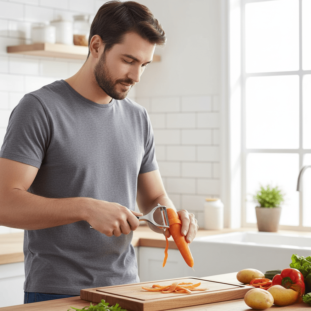 PeelMate Pro – Comfortable, Non-Slip Stainless Steel Peeler for Effortless Prep